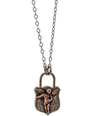 Ebru Jewelry Sterling Guardian Angel Unique Necklace - Metallic