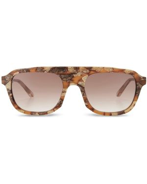 The Avantguard Zinnia Patchwork Tort Aviator Sunglasses - Brown