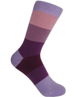 Peper Harow - Made in England Block Stripe Socks – Twilight - Purple