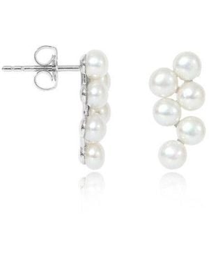 Pearls of the Orient Online Gratia Cultured Freshwater Pearl Wave Stud Earrings - Metallic