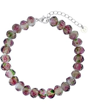 Gold Trip Spring Rose Glass Beaded Bracelet - Metallic