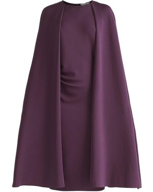 Paisie Cape Sleeves Dress With Waist Details - Purple