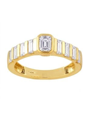 Artisan 14K Emerald Cut Diamond Tapered Band Ring - Metallic