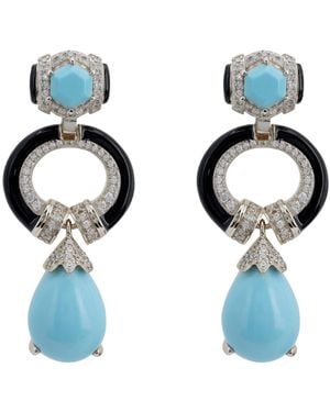 LÁTELITA London Clara Bow & Enamel Drop Earrings - Blue
