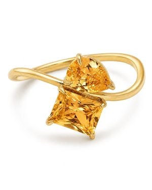Belinda Jewelz Citrine Wavy Toi Et Moi Birthstone Ring - Metallic