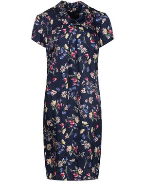 Conquista Floral Print Viscose Short Sleeve Dress - Blue