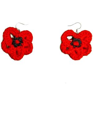 Peraluna Poppy Handmade Knit Earrings - Red