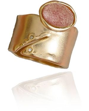 Rare Matters Jewelry Brilliance Stone Strawberry Quartz Statement Ring - Metallic