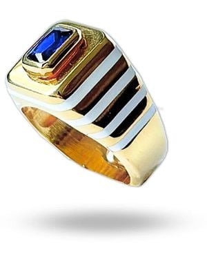 LINYA JEWELLERY Octagon Stone Enamel Signet Ring - Metallic