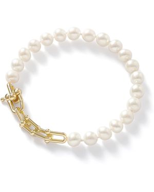 Pearls of the Orient Online Gratia Cultured Freshwater Pearl Bracelet With Chunky Fill Chain Feature - Metallic
