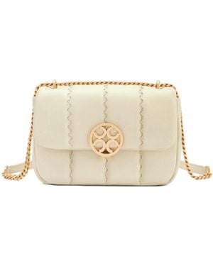 Orange Cube Square Stitch Flap Bag - Natural