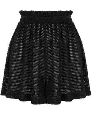 Lilamie Carmen Loose Fit Elastic Waist Beach Shorts - Black