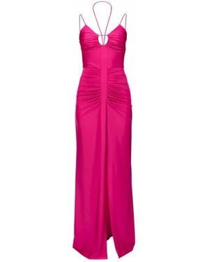 AGGI by HALEWSKI Ines Fuchsia Pearl Maxi Evening Sleeveless Dress - Pink