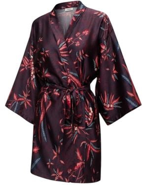 ORIGIN OF HEARTS Mariko Deep Floral Kimono Robe - Purple