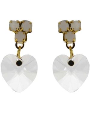 Vickisarge Champagne Crystal Heart Drop Earrings - Metallic
