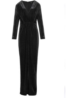 Smart and Joy Textured Velvet V-Neck Maxi Dress - Black