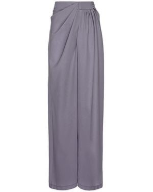 BLUZAT Pants With Side Draping - Purple