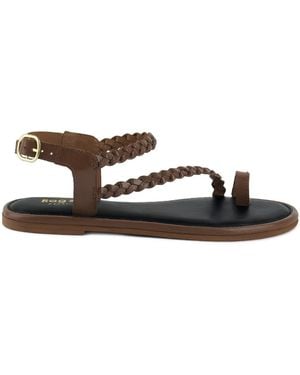 Rag & Co Stallone Tan Braided Flat Sandals By Rag & Co - Brown
