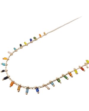 Harfi Colourful Vibrant Multi Colour Beaded Plated Necklace - Metallic