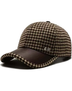 Chanel Joan Elkayam Cje Embellished Houndstooth Cap - Brown