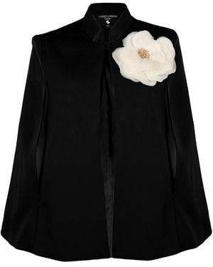 Laines London Neutrals Laines Couture Tailored Cape With Embellished Cream Corsage - Black