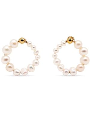 Pas De Marque Filled Freshwater Pearl Beaded Earrings La Roue - Metallic