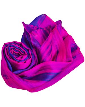 Silk and Bears Fuchsia & Brushstroke Silk Scarf – Hand-Dyed Mulberry Silk Shawl, Lightweight Elegant Wrap - Purple