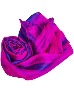 Silk and Bears Fuchsia & Brushstroke Silk Scarf – Handmade Mulberry Silk Shawl - Purple
