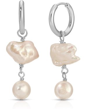 Atma Prema Mixed Pearl Hoop Earrings - Metallic