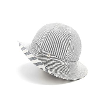 DORIA 1905 Striped Fabric Cloche Hat - Grey