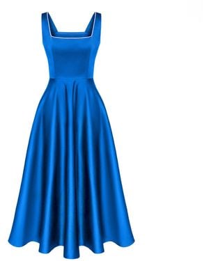 POST MERIDIEM Electric Strap Decorated Bodice Midi Dress - Blue