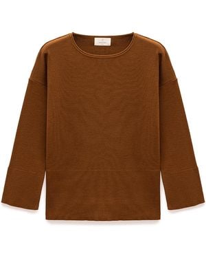 Peraluna Rio Flat Knit Boat-Neck Sweater - Brown