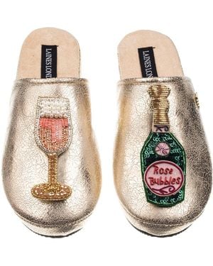 Laines London Softie Slippers With Champagne Brooches - Metallic