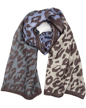 Lamberty Munich Leopard-Print Wool And Silk Stole - Blue