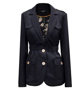 Smart and Joy Safari Blazer With Gathered Waist - Blue