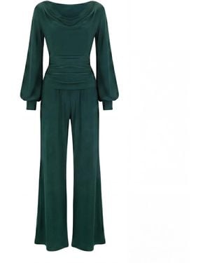 Atom Label Indium Jumpsuit With Bell Sleeve - Green