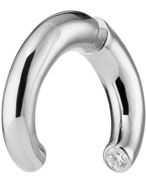 Scream Pretty Sparkle Single Split Hoop Earring With Clear Stone - Metallic