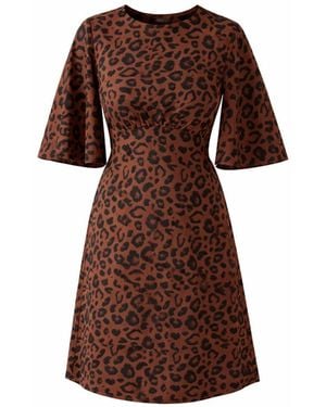 Girl In Mind Britney Animal Angel Sleeve Mini Dress - Brown
