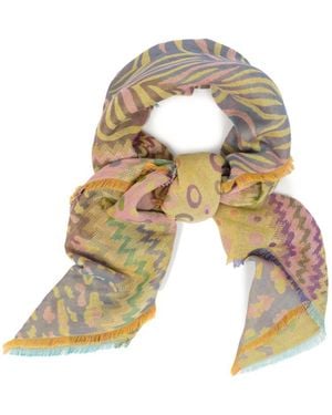 Saachi Mixed Animal Print Scarf - Green