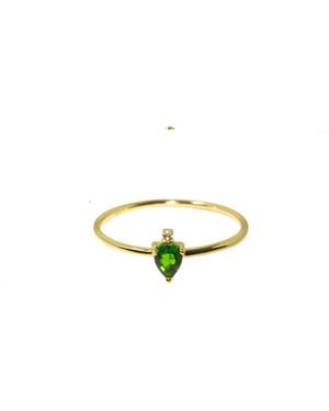 NASI SILVER Pear Atarah Ring- Chrome Diopside & Topaz - Multicolour