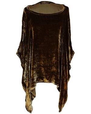 Jennafer Grace Silk Velvet Scarf Blouse - Brown