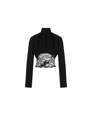 Herfetch Long Sleeve Contrast Top - Black