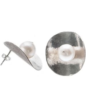 Silver Moon Pearl Sterling Earrings – Full Moon - Metallic