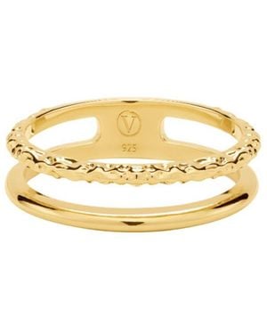 Vanhi Molten Double Band Ring - Metallic