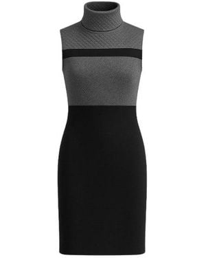 Conquista Three Fabric Sleeveless Jersey Dress - Black