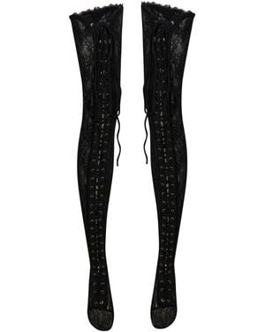 Empress Mimi Lilith Lace-Up Stockings - Black