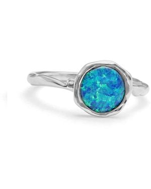 Isla Silver Opal Solitaire Ring - Blue