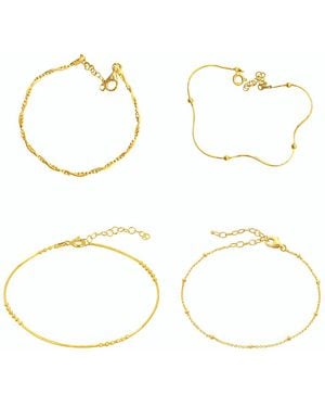 Spero London Sterling Beaded Bracelet Layering Set - Metallic