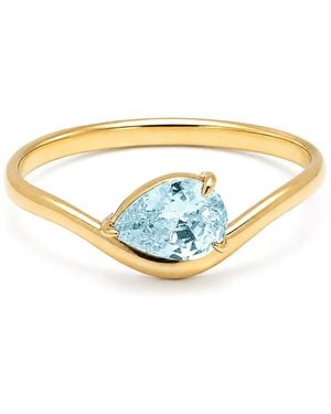 Belinda Jewelz Aquamarine Wavy Solitair Birthstone Ring - Blue
