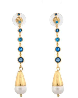 Ebru Jewelry Mystic Sky Topaz & Pearl Drop Earrings - Metallic
